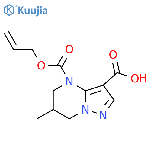 6-methyl-4-(prop-2-en-1-yloxy)carbonyl-4H,5H,6H,7H-pyrazolo1,5-apyrimidine-3-carboxylic acid structure