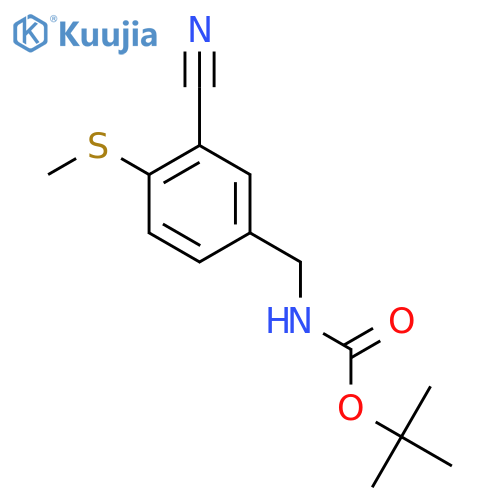 tert-butyl N-{[3-cyano-4-(methylsulfanyl)phenyl]methyl}carbamate structure