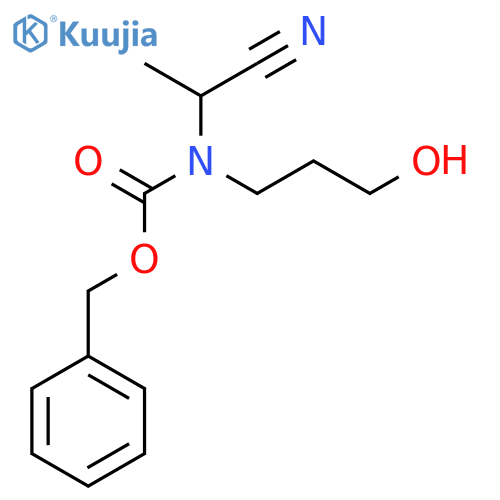 benzyl N-(1-cyanoethyl)-N-(3-hydroxypropyl)carbamate structure