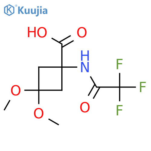 3,3-Dimethoxy-1-(2,2,2-trifluoroacetamido)cyclobutane-1-carboxylic acid structure