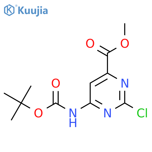 methyl 6-{(tert-butoxy)carbonylamino}-2-chloropyrimidine-4-carboxylate structure