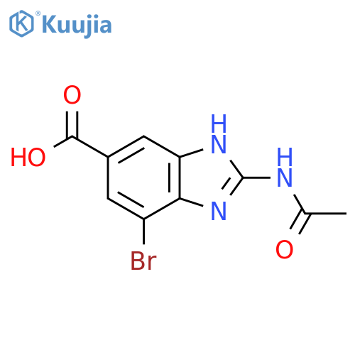 4-bromo-2-acetamido-1H-1,3-benzodiazole-6-carboxylic acid structure