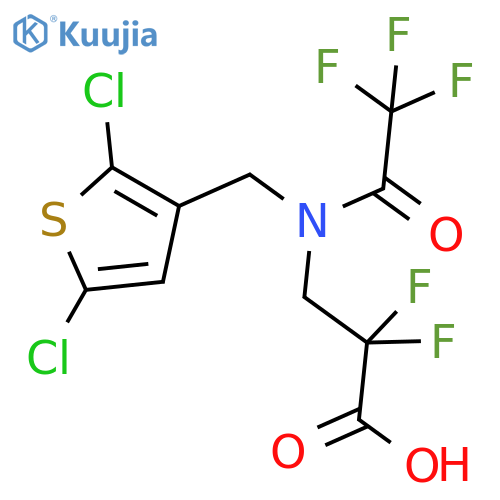 3-{N-(2,5-dichlorothiophen-3-yl)methyl-2,2,2-trifluoroacetamido}-2,2-difluoropropanoic acid structure