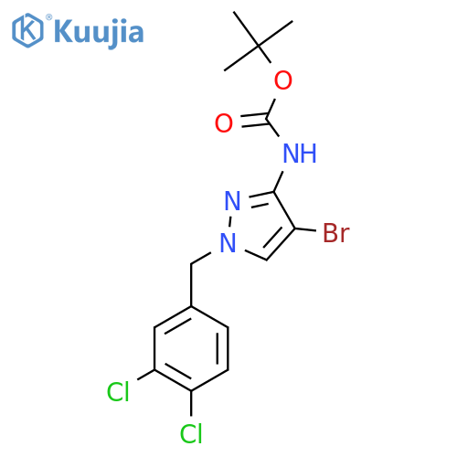 tert-butyl N-{4-bromo-1-(3,4-dichlorophenyl)methyl-1H-pyrazol-3-yl}carbamate structure