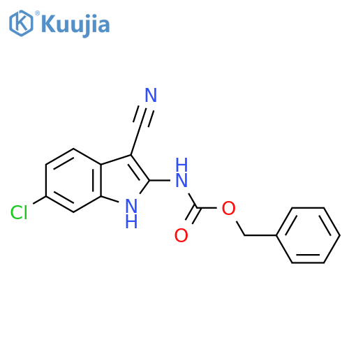 benzyl N-(6-chloro-3-cyano-1H-indol-2-yl)carbamate structure