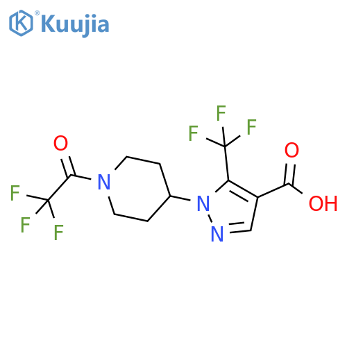 1-1-(2,2,2-trifluoroacetyl)piperidin-4-yl-5-(trifluoromethyl)-1H-pyrazole-4-carboxylic acid structure