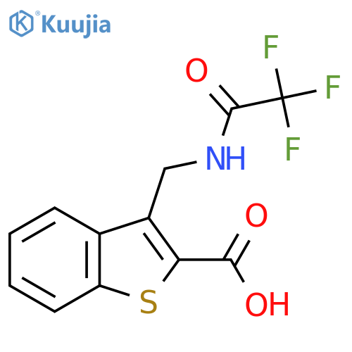 3-(2,2,2-trifluoroacetamido)methyl-1-benzothiophene-2-carboxylic acid structure