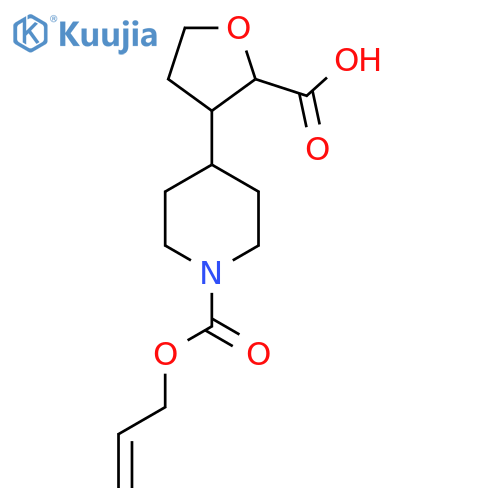 3-{1-(prop-2-en-1-yloxy)carbonylpiperidin-4-yl}oxolane-2-carboxylic acid structure
