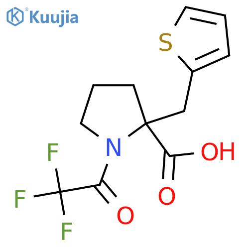 2-(thiophen-2-yl)methyl-1-(2,2,2-trifluoroacetyl)pyrrolidine-2-carboxylic acid structure