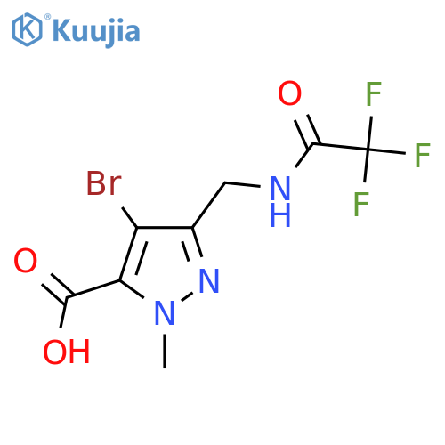 4-bromo-1-methyl-3-(2,2,2-trifluoroacetamido)methyl-1H-pyrazole-5-carboxylic acid structure