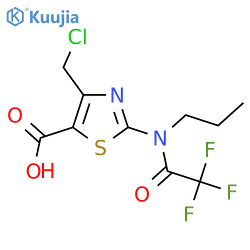 4-(chloromethyl)-2-(2,2,2-trifluoro-N-propylacetamido)-1,3-thiazole-5-carboxylic acid structure