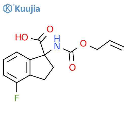 4-fluoro-1-{[(prop-2-en-1-yloxy)carbonyl]amino}-2,3-dihydro-1H-indene-1-carboxylic acid structure