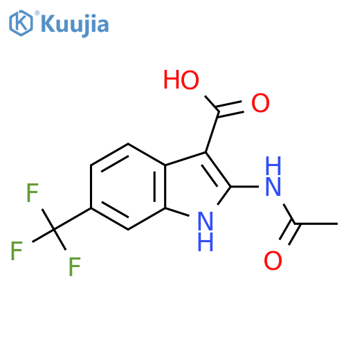 2-acetamido-6-(trifluoromethyl)-1H-indole-3-carboxylic acid structure