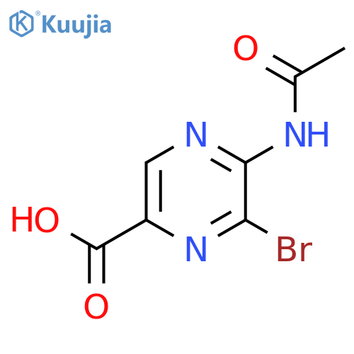 6-Bromo-5-acetamidopyrazine-2-carboxylic acid structure