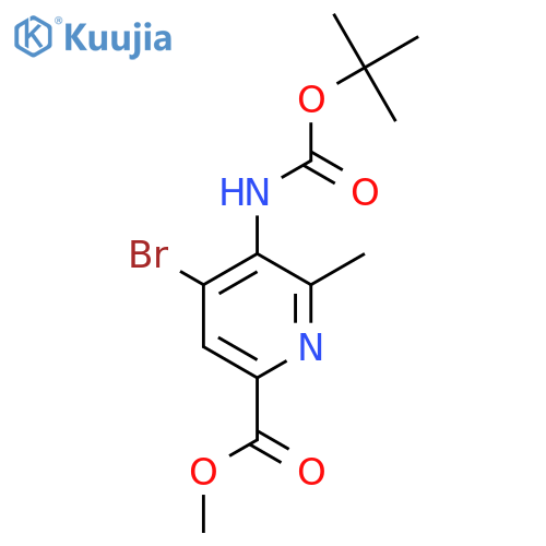 methyl 4-bromo-5-{(tert-butoxy)carbonylamino}-6-methylpyridine-2-carboxylate structure