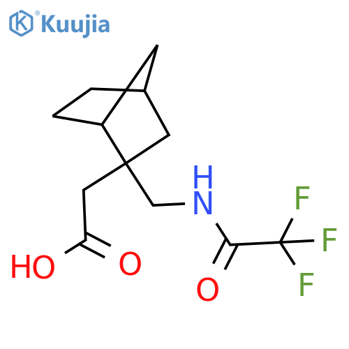 2-{2-[(2,2,2-Trifluoroacetamido)methyl]bicyclo[2.2.1]heptan-2-yl}acetic acid structure