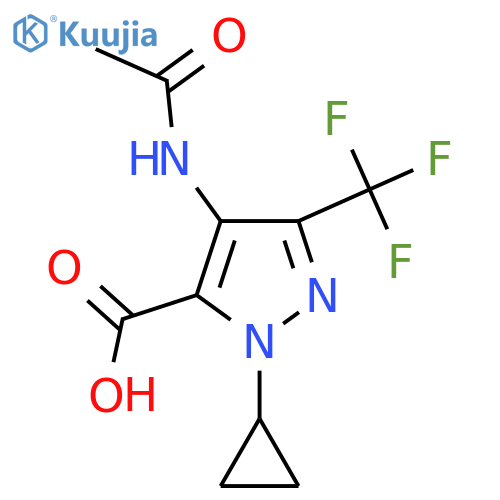 1-cyclopropyl-4-acetamido-3-(trifluoromethyl)-1H-pyrazole-5-carboxylic acid structure