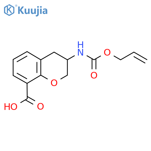 3-{[(prop-2-en-1-yloxy)carbonyl]amino}-3,4-dihydro-2H-1-benzopyran-8-carboxylic acid structure