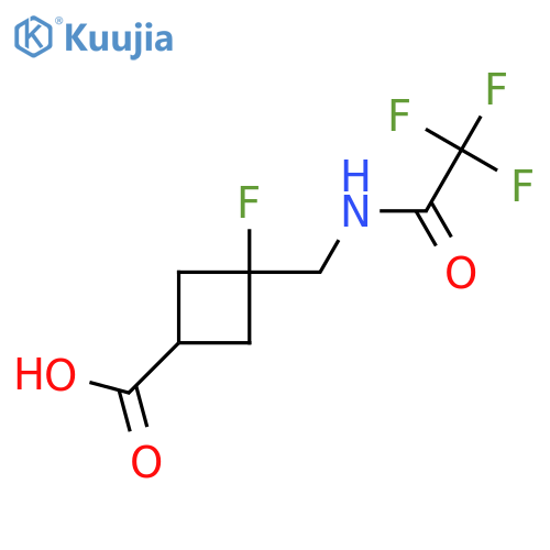 3-Fluoro-3-[(trifluoroacetamido)methyl]cyclobutane-1-carboxylic acid structure