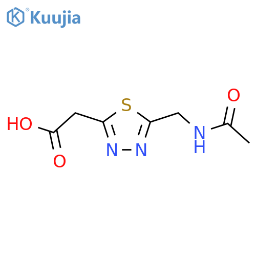 2-5-(acetamidomethyl)-1,3,4-thiadiazol-2-ylacetic acid structure