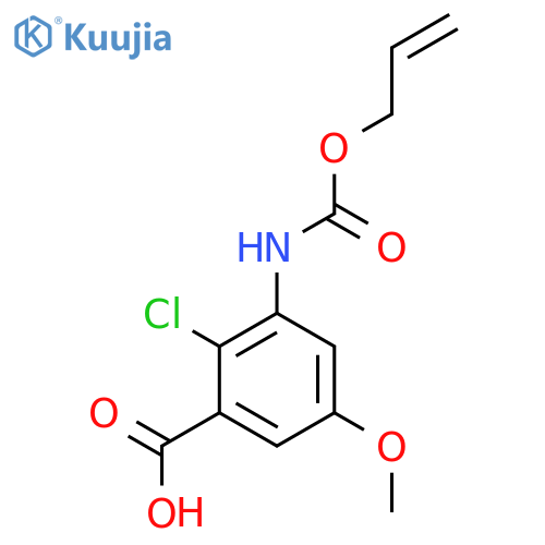 2-chloro-5-methoxy-3-{(prop-2-en-1-yloxy)carbonylamino}benzoic acid structure