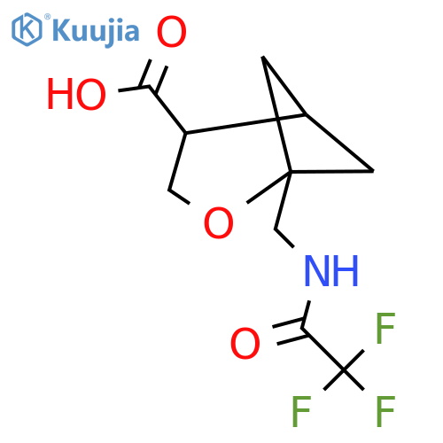 1-(2,2,2-trifluoroacetamido)methyl-2-oxabicyclo3.1.1heptane-4-carboxylic acid structure