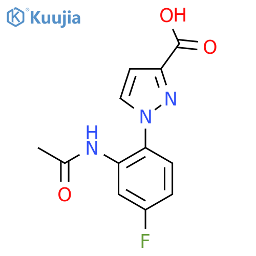 1-(2-acetamido-4-fluorophenyl)-1H-pyrazole-3-carboxylic acid structure