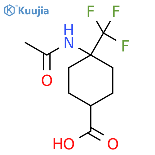 4-Acetamido-4-(trifluoromethyl)cyclohexane-1-carboxylic acid structure