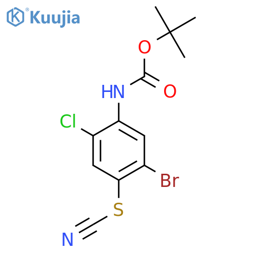 tert-butyl N-5-bromo-2-chloro-4-(cyanosulfanyl)phenylcarbamate structure