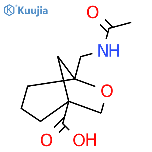 5-(Acetamidomethyl)-6-oxabicyclo[3.2.1]octane-1-carboxylic acid structure