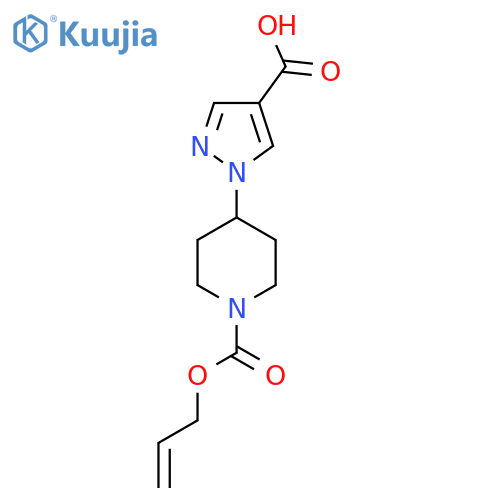1-{1-[(prop-2-en-1-yloxy)carbonyl]piperidin-4-yl}-1H-pyrazole-4-carboxylic acid structure