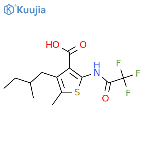 5-Methyl-4-(2-methylbutyl)-2-(2,2,2-trifluoroacetamido)thiophene-3-carboxylic acid structure