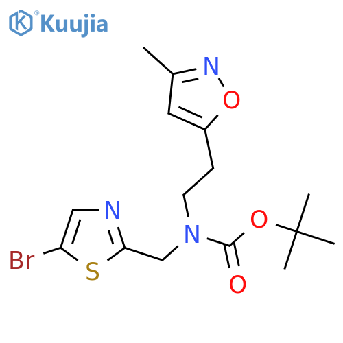 tert-butyl N-(5-bromo-1,3-thiazol-2-yl)methyl-N-2-(3-methyl-1,2-oxazol-5-yl)ethylcarbamate structure