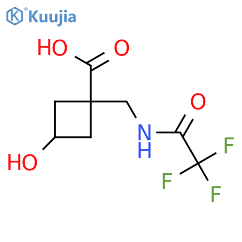 3-hydroxy-1-(2,2,2-trifluoroacetamido)methylcyclobutane-1-carboxylic acid structure