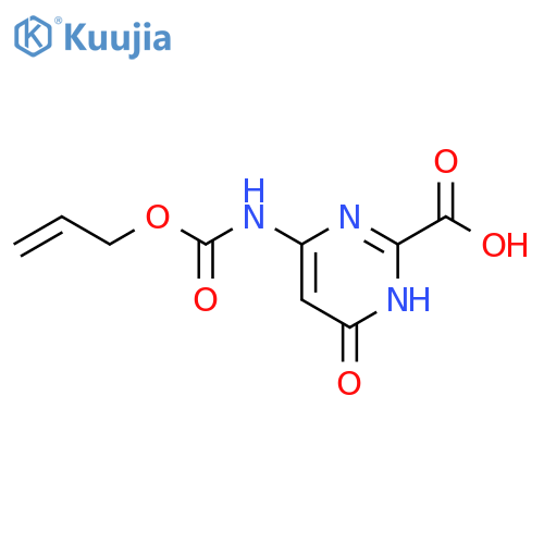 4-hydroxy-6-{(prop-2-en-1-yloxy)carbonylamino}pyrimidine-2-carboxylic acid structure