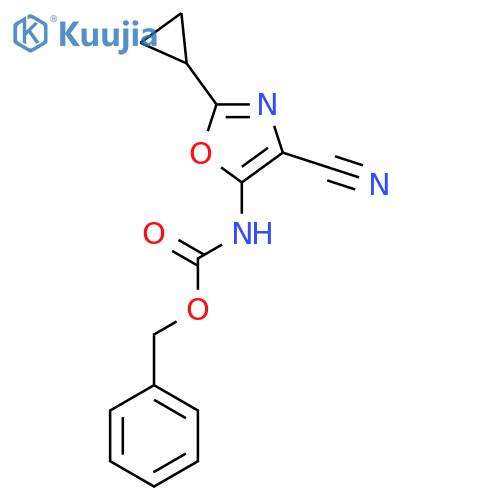 benzyl N-(4-cyano-2-cyclopropyl-1,3-oxazol-5-yl)carbamate structure