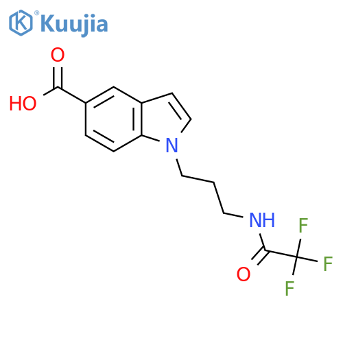 1-[3-(2,2,2-trifluoroacetamido)propyl]-1H-indole-5-carboxylic acid structure