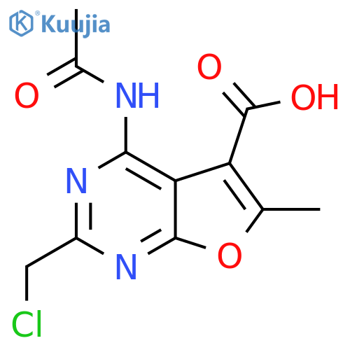 2-(chloromethyl)-4-acetamido-6-methylfuro2,3-dpyrimidine-5-carboxylic acid structure