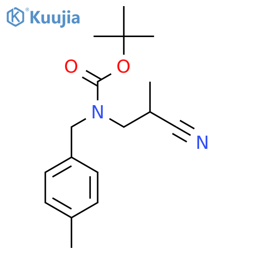 tert-butyl N-(2-cyano-2-methylethyl)-N-[(4-methylphenyl)methyl]carbamate structure