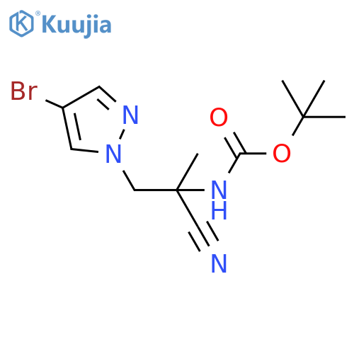 tert-butyl N-{1-(4-bromo-1H-pyrazol-1-yl)methyl-1-cyanoethyl}carbamate structure