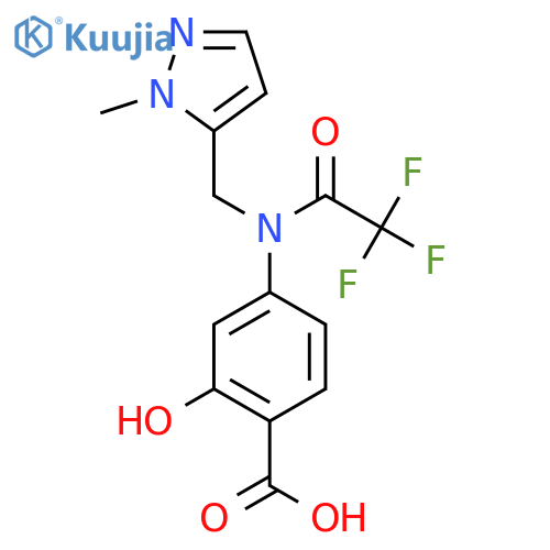 2-hydroxy-4-{2,2,2-trifluoro-N-(1-methyl-1H-pyrazol-5-yl)methylacetamido}benzoic acid structure