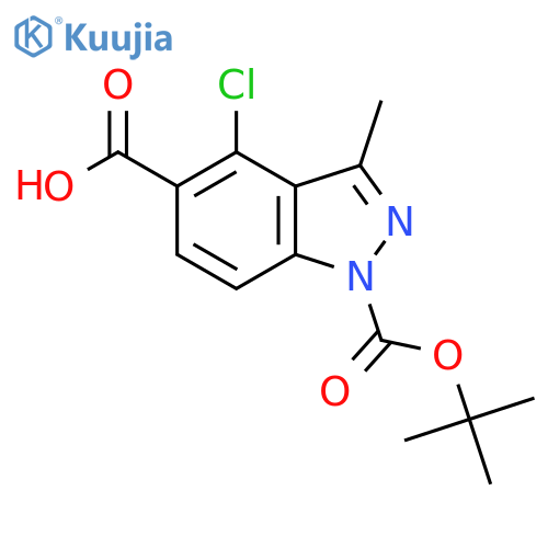 1-(tert-butoxy)carbonyl-4-chloro-3-methyl-1H-indazole-5-carboxylic acid structure