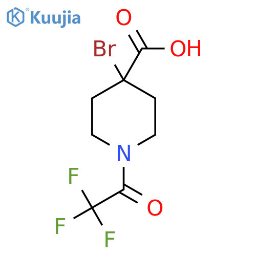 4-Bromo-1-(2,2,2-trifluoroacetyl)piperidine-4-carboxylic acid structure
