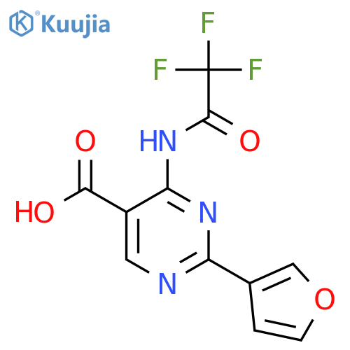 2-(Furan-3-yl)-4-(2,2,2-trifluoroacetamido)pyrimidine-5-carboxylic acid structure