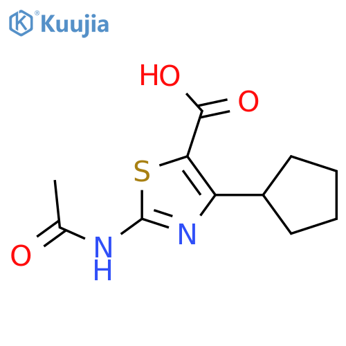 4-Cyclopentyl-2-acetamido-1,3-thiazole-5-carboxylic acid structure