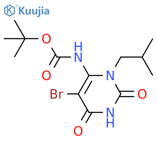 tert-butyl N-5-bromo-3-(2-methylpropyl)-2,6-dioxo-1,2,3,6-tetrahydropyrimidin-4-ylcarbamate structure