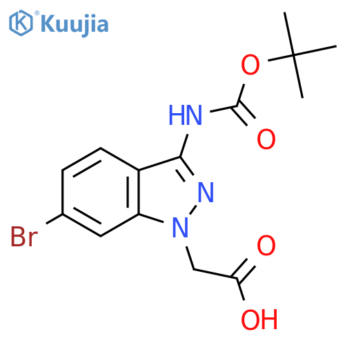 2-(6-bromo-3-{(tert-butoxy)carbonylamino}-1H-indazol-1-yl)acetic acid structure