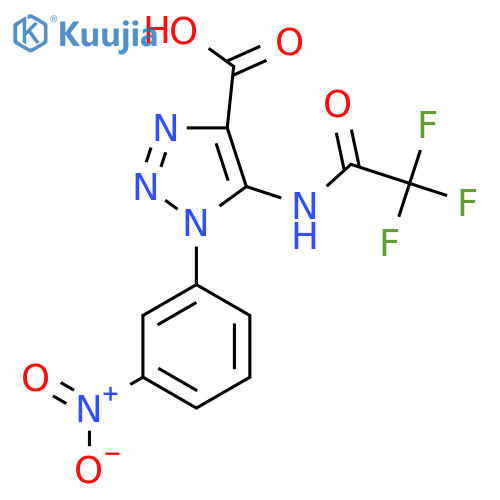 1-(3-nitrophenyl)-5-(2,2,2-trifluoroacetamido)-1H-1,2,3-triazole-4-carboxylic acid structure