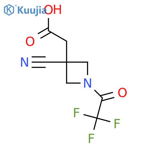 2-3-cyano-1-(2,2,2-trifluoroacetyl)azetidin-3-ylacetic acid structure