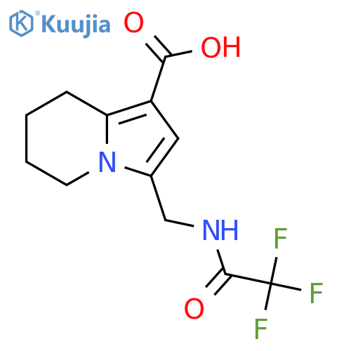 3-(2,2,2-trifluoroacetamido)methyl-5,6,7,8-tetrahydroindolizine-1-carboxylic acid structure